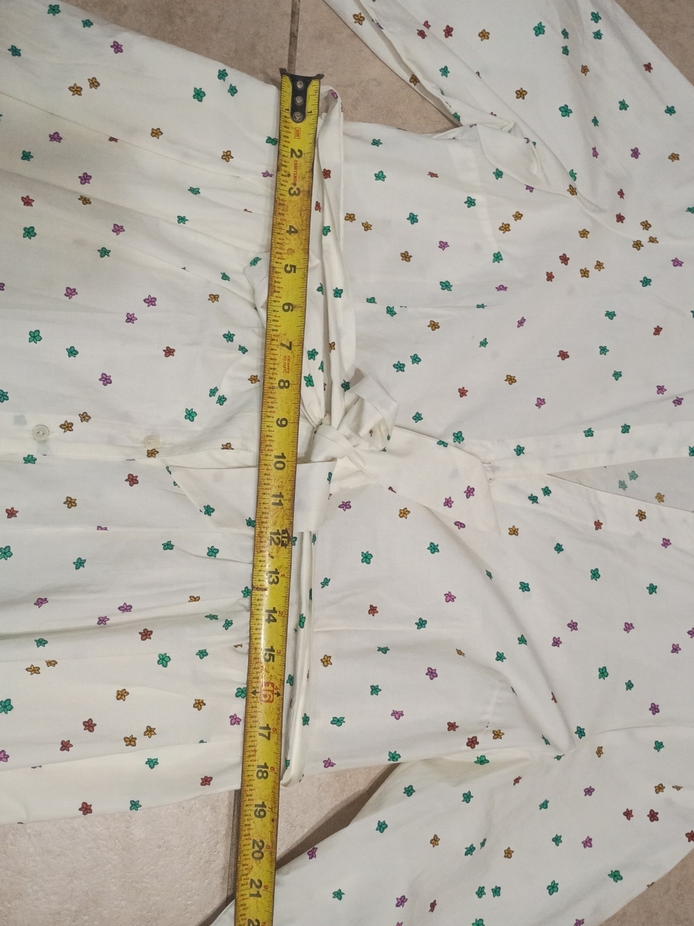 100% Cotton Talbots Ivory Midi Dress with Multicolor Floral Border - Picture 8 of 11